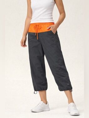 Lululemon Studio Crop Pants Gray & Orange Lightweight Travel Athleisure Size 6